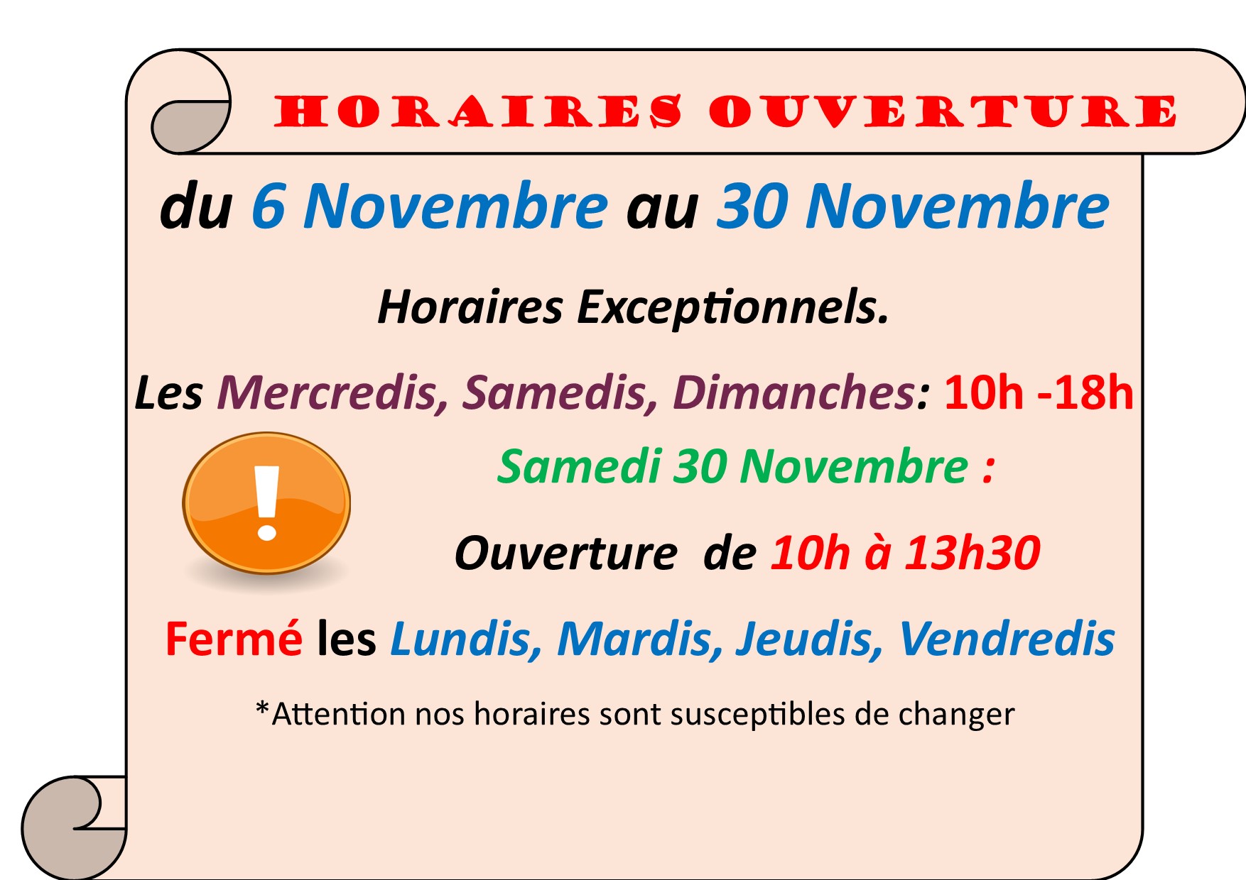 HORAIRE  nov 2024